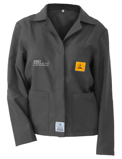 ESD Jacket 1/3 Length ESD Smock Dark Grey Female L Antistatic Clothing ESD Garment